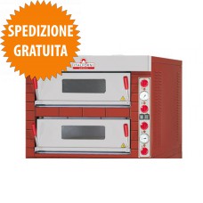 Forno Pizzeria TA Elettrico 2 Camere con Frontale Rustico Piano in Refrattario per 4+4 Pizze